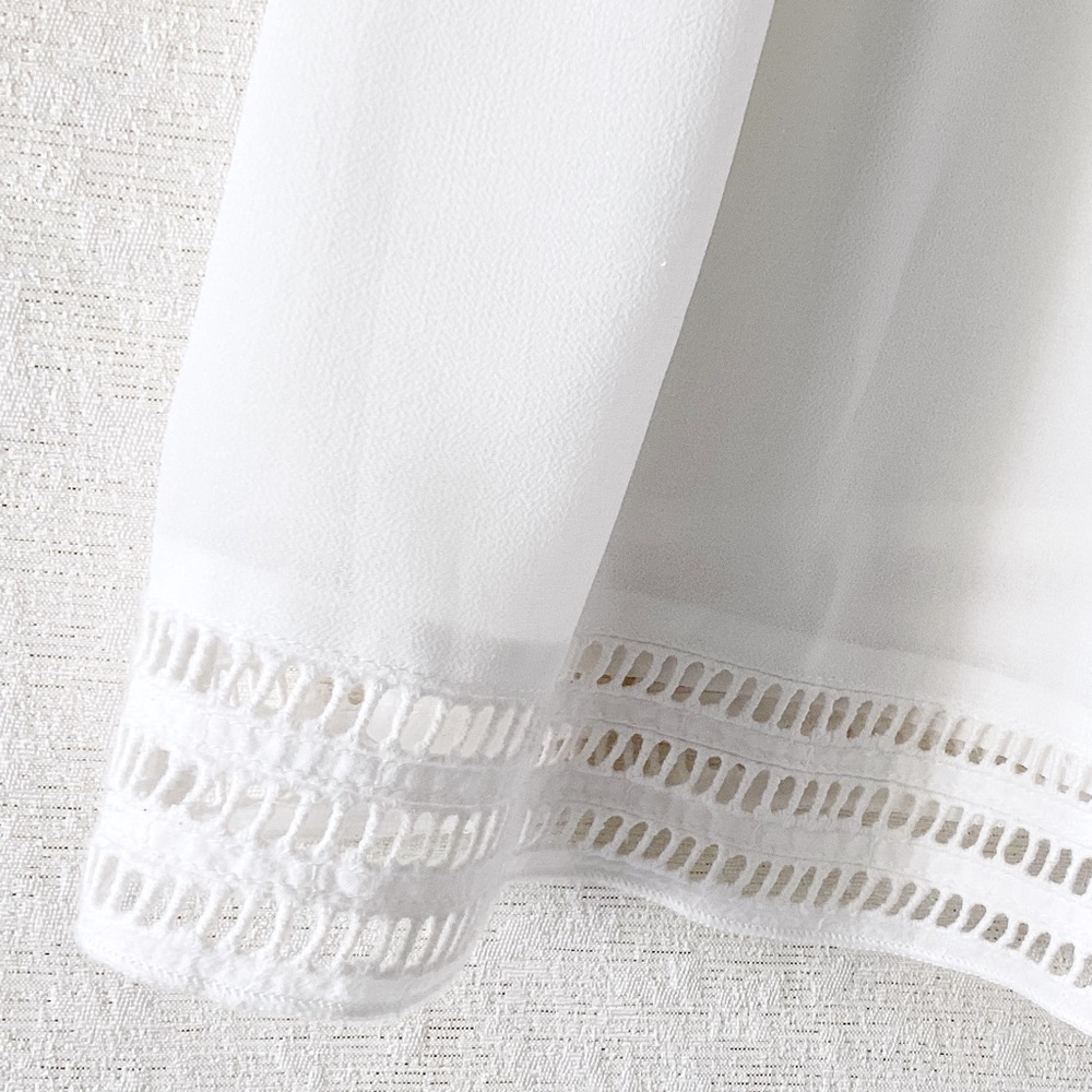 Mango Suit Drop Waist Dress Woman’s Size 2 Ivory White Lace Details Feminine - Picture 9 of 10